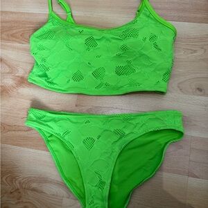 Aerie Bright Green Lace Bikini